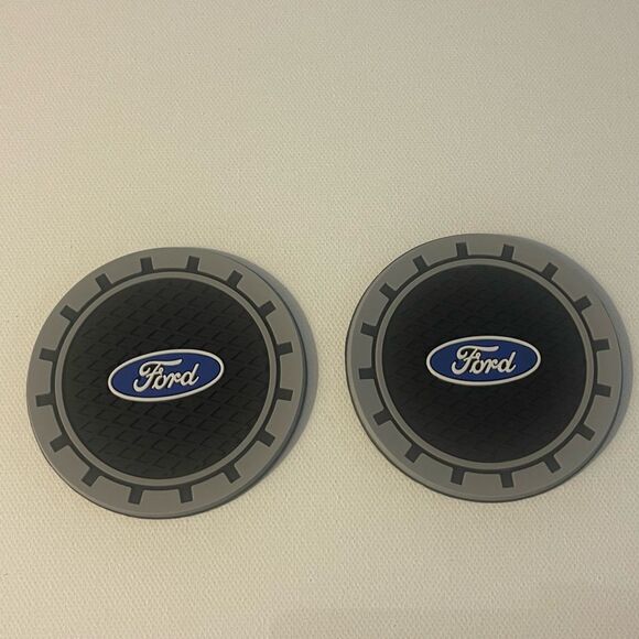 Ford Logo Car Cup Coasters in Black and Gray Set of 2 NWT - Picture 3 of 7